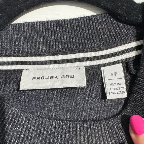 NWOT Projek Raw Sweater Crew Neck Dark Grey Size Small - Picture 3 of 11